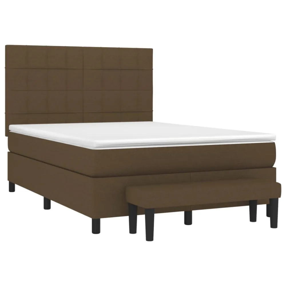 Design de Luxo Cama com molasemcolchão 140x200 cm tecido castanho-escuro