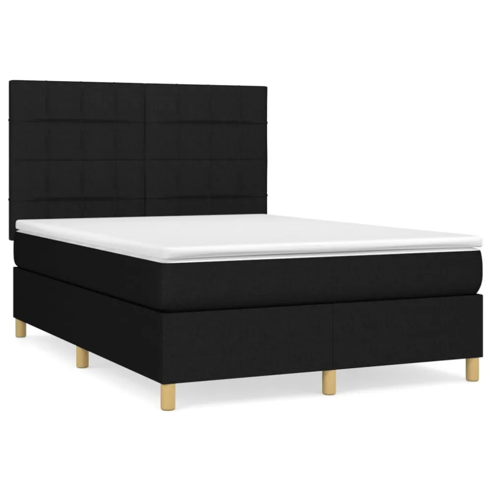 Design de Luxo Cama com molasemcolchão 140x200 cm tecido preto