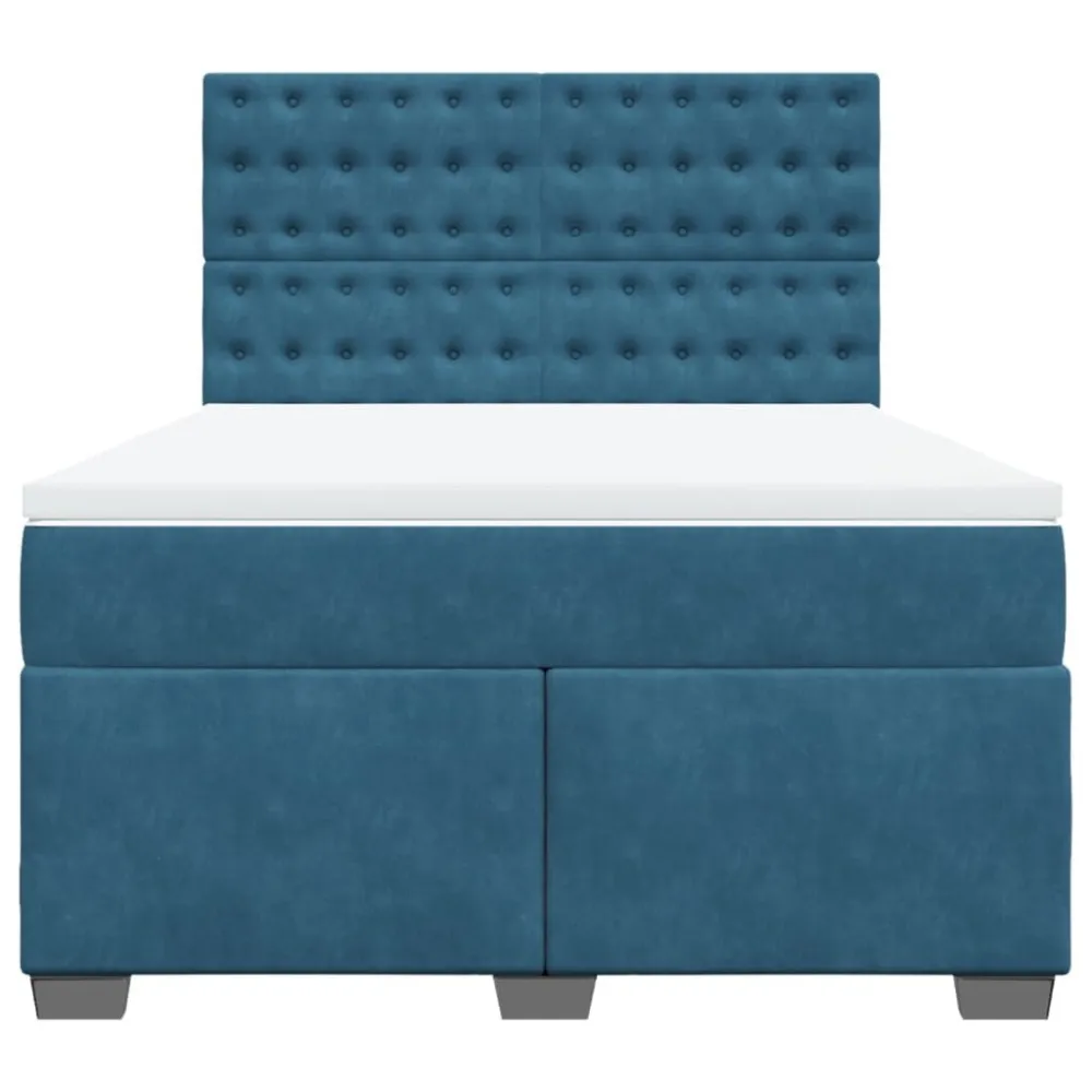 Design de Luxo Cama com molasemcolchão 140x200 cm veludo azul