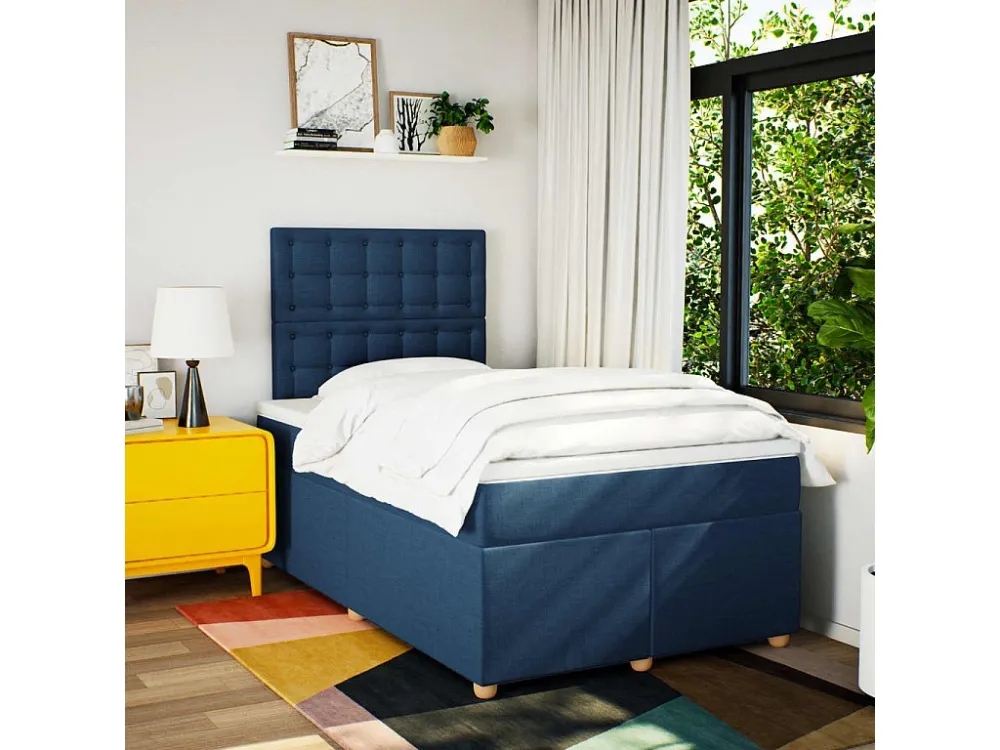 Ergonômico Cama com molas/colchão 120x200 cm tecido azul