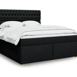 Ergonômico Cama com molas/colchão 180x200 cm tecido preto