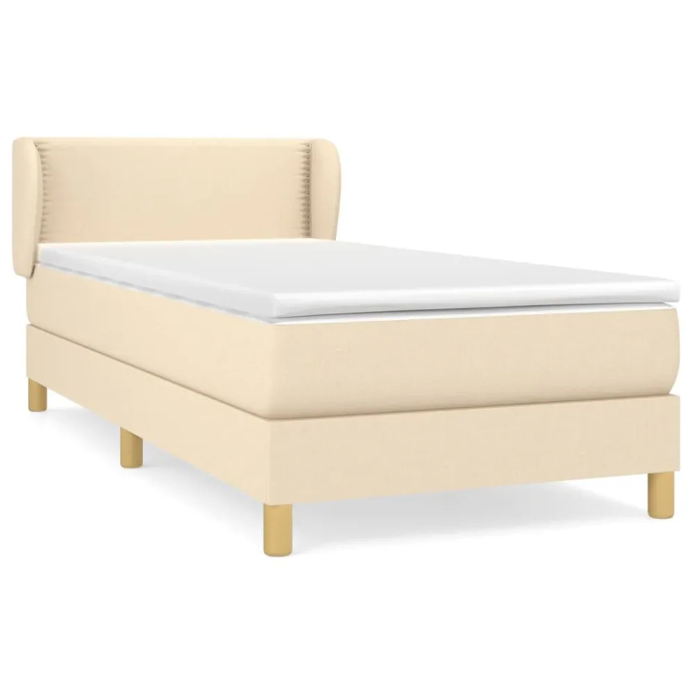 Ergonômico Cama com molasemcolchão 100x200 cm tecido cor creme
