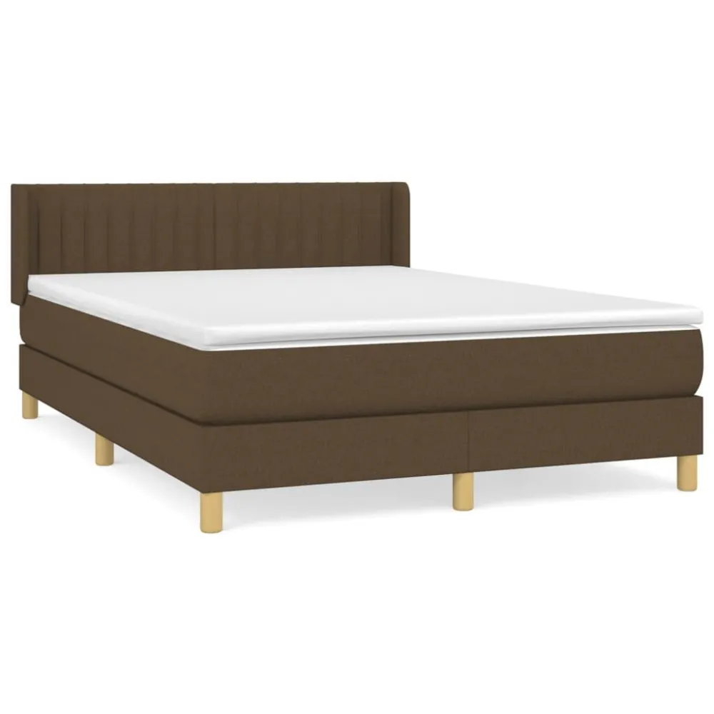 Ergonômico Cama com molasemcolchão 140x190 cm tecido castanho-escuro