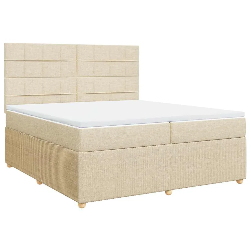 Ergonômico Cama com molasemcolchão 200x200 cm tecido cor creme