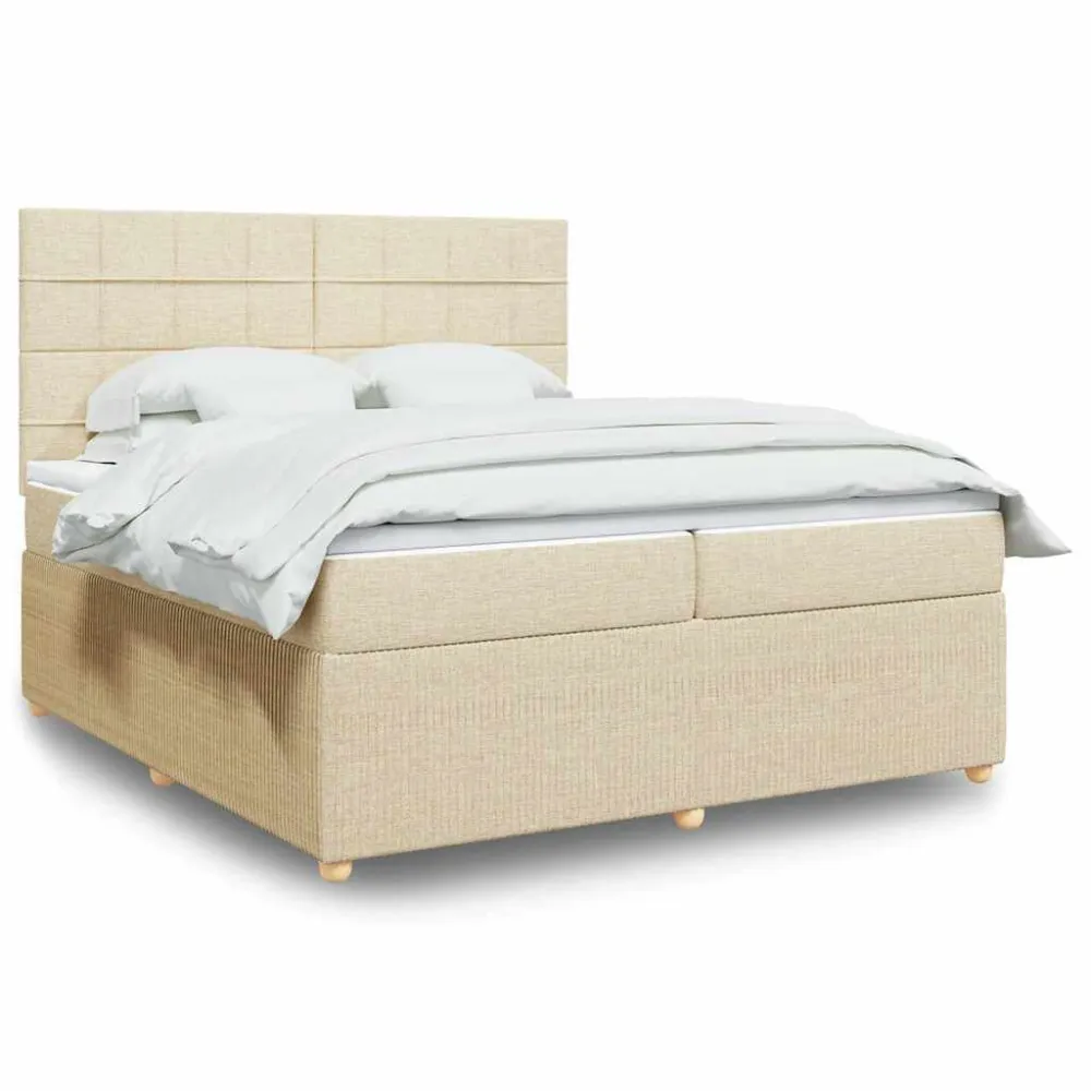 Ergonômico Cama com molasemcolchão 200x200 cm tecido cor creme