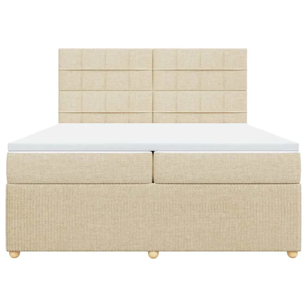 Ergonômico Cama com molasemcolchão 200x200 cm tecido cor creme