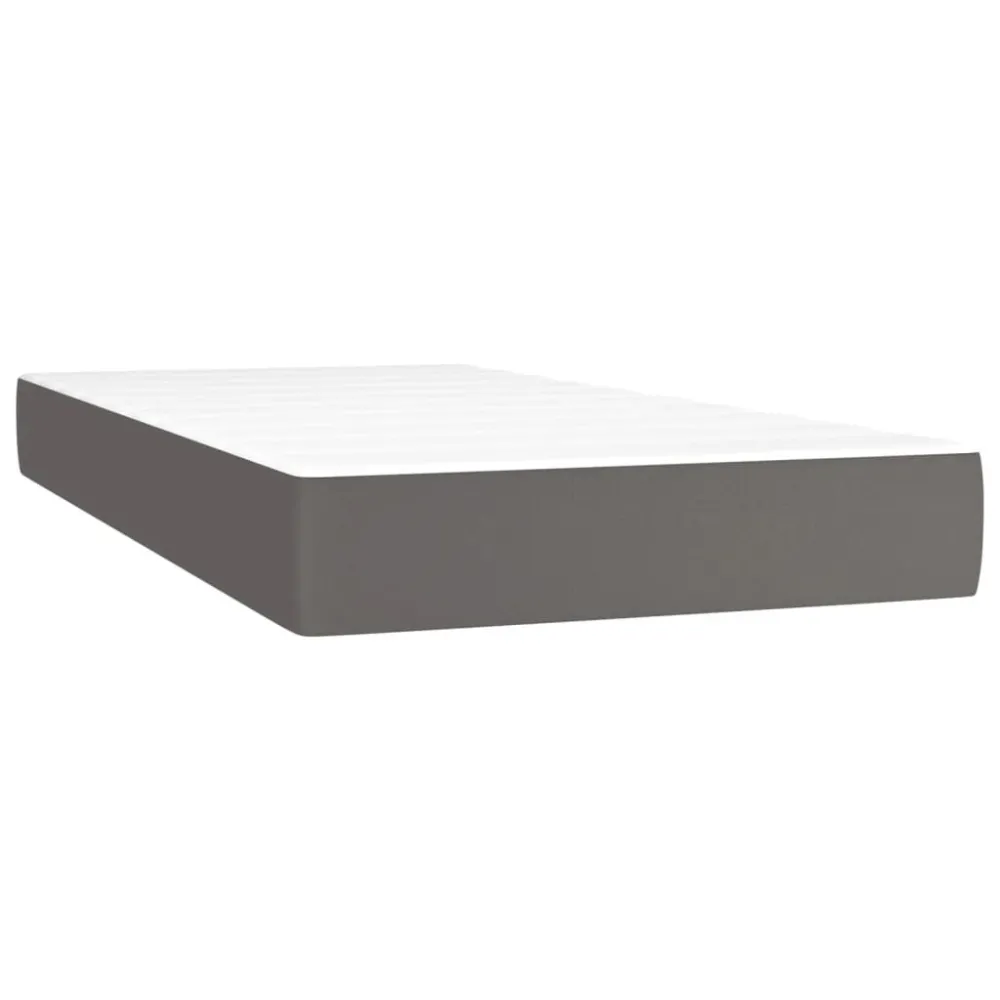 Ergonômico Colchão de molas ensacadas 100x200x20 cm couro artificial cinza
