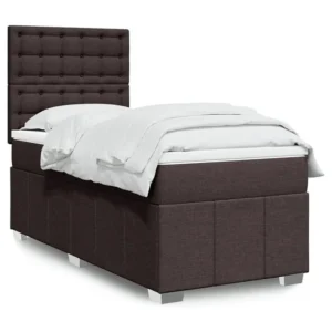 Guarda-Roupa Espelhado Cama com molas/colchão 100x200 cm tecido castanho-escuro