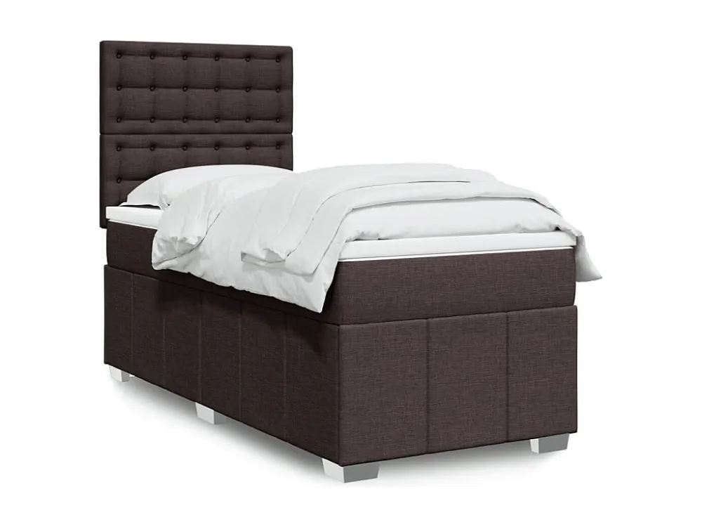 Guarda-Roupa Espelhado Cama com molas/colchão 100x200 cm tecido castanho-escuro