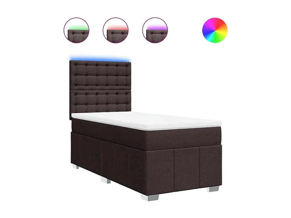 Guarda-Roupa Espelhado Cama com molas/colchão 100x200 cm tecido castanho-escuro