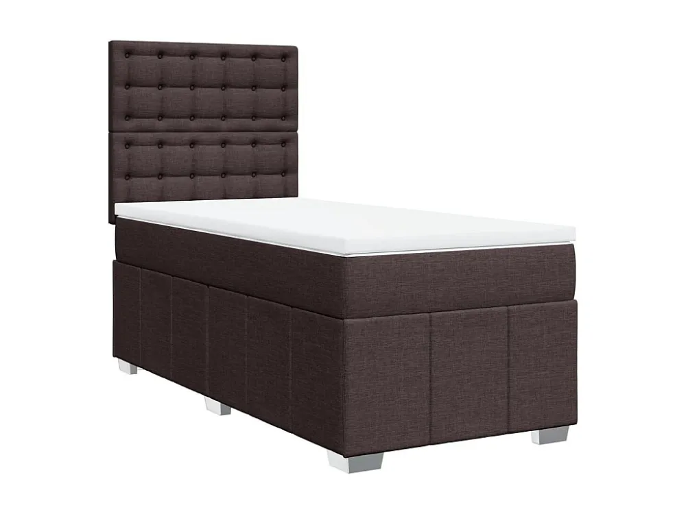 Guarda-Roupa Espelhado Cama com molas/colchão 100x200 cm tecido castanho-escuro