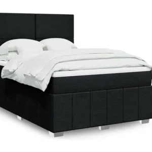 Guarda-Roupa Espelhado Cama com molas/colchão 140x200 cm tecido preto