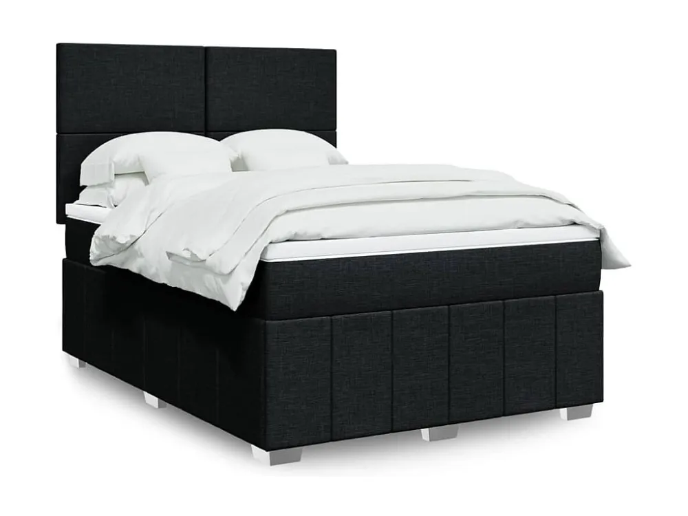 Guarda-Roupa Espelhado Cama com molas/colchão 140x200 cm tecido preto