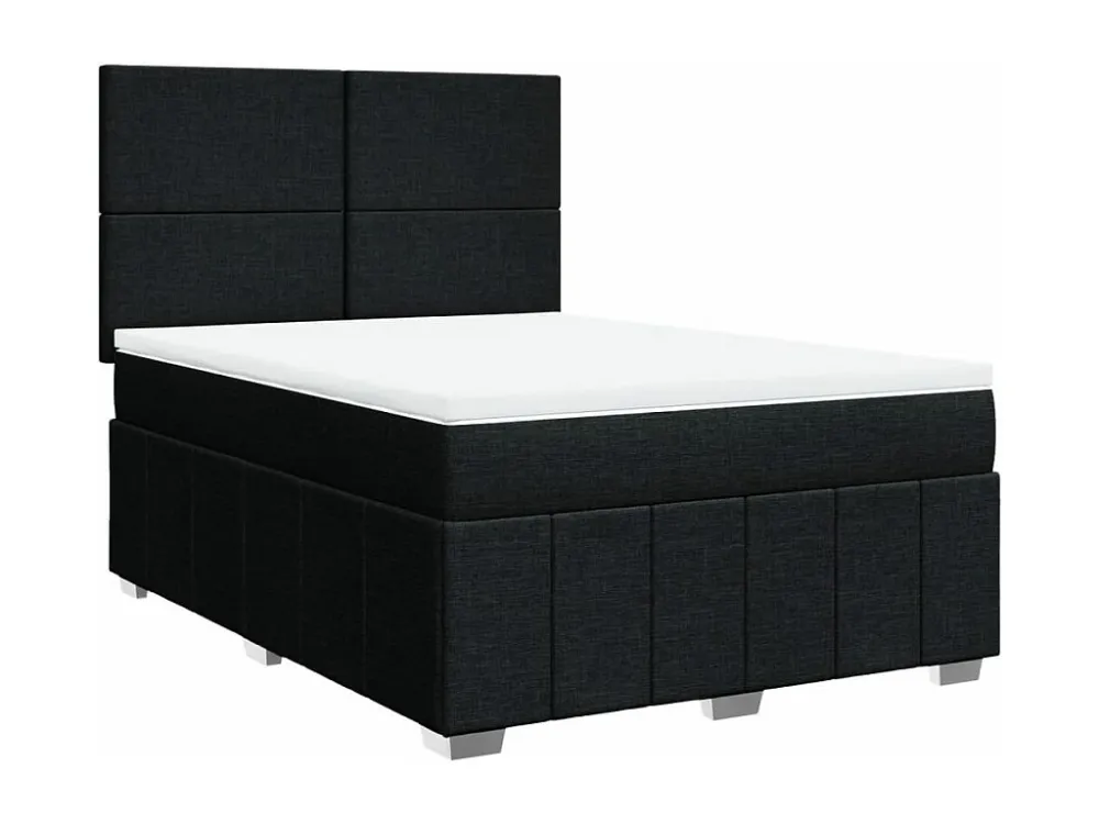 Guarda-Roupa Espelhado Cama com molas/colchão 140x200 cm tecido preto