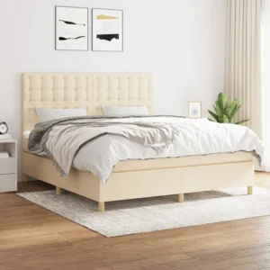 Guarda-Roupa Espelhado Cama com molas/colchão 180x200 cm tecido cor creme