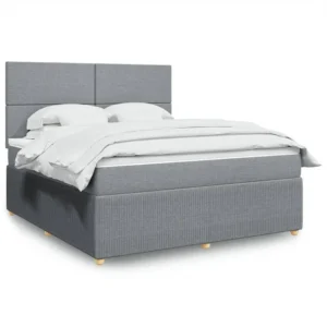Guarda-Roupa Espelhado Cama com molas/colchão 180x200 cm tecido cinzento-claro