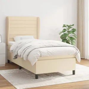 Guarda-Roupa Espelhado Cama com molas/colchão 90x190 cm tecido cor creme