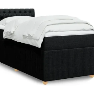 Mesa de Cabeceira Cama com molas/colchão 100x200 cm tecido preto