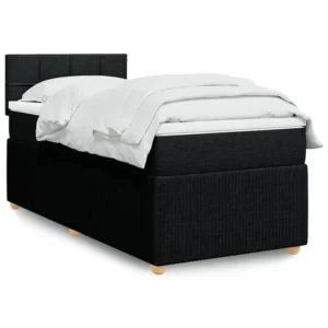 Mesa de Cabeceira Cama com molas/colchão 100x200 cm tecido preto