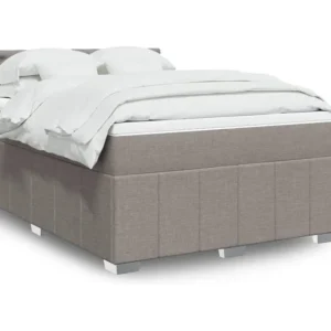 Mesa de Cabeceira Cama com molas/colchão 140x190 cm tecido castanho-acinzentado