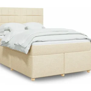 Mesa de Cabeceira Cama com molas/colchão 140x200 cm tecido cor creme