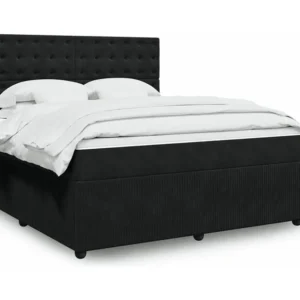 Mesa de Cabeceira Cama com molas/colchão 180x200 cm veludo preto