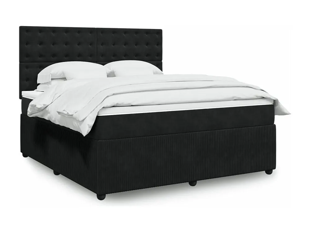 Mesa de Cabeceira Cama com molas/colchão 180x200 cm veludo preto