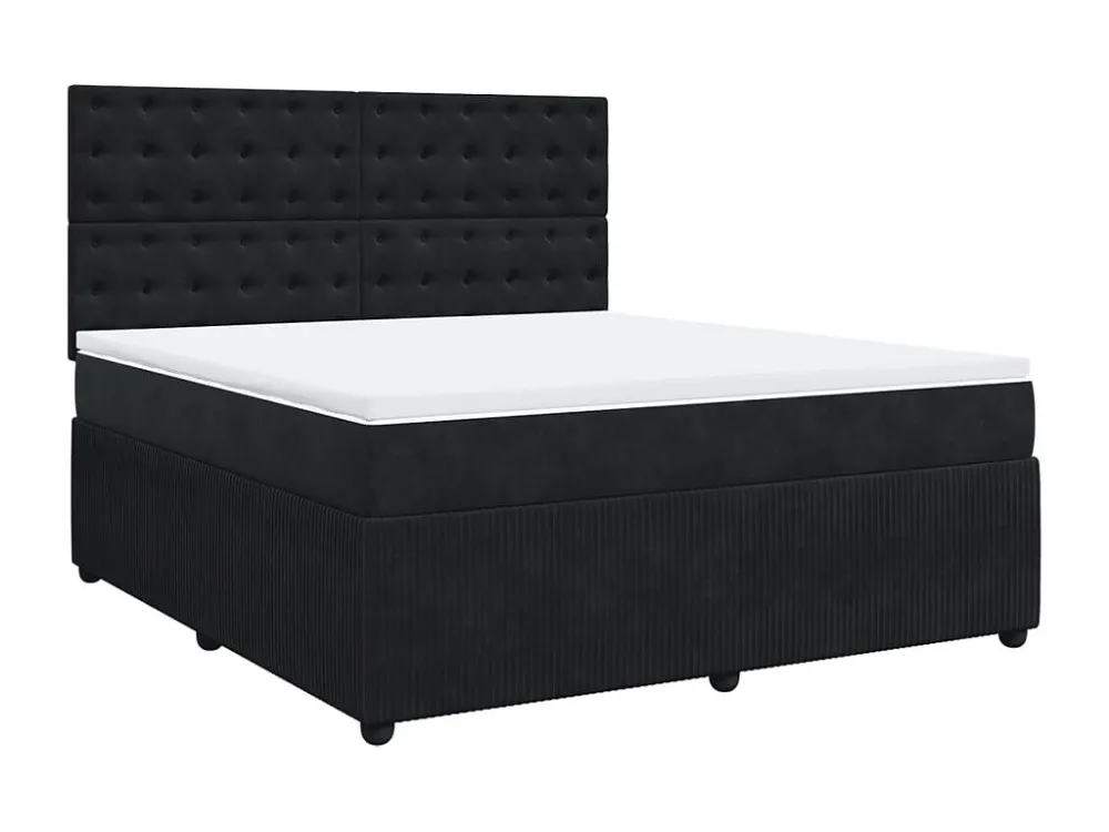 Mesa de Cabeceira Cama com molas/colchão 180x200 cm veludo preto