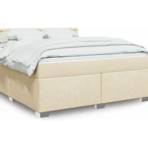 Mesa de Cabeceira Cama com molas/colchão 180x200 cm tecido cor creme