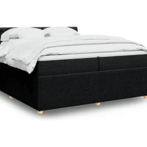 Mesa de Cabeceira Cama com molas/colchão 200x200 cm tecido preto