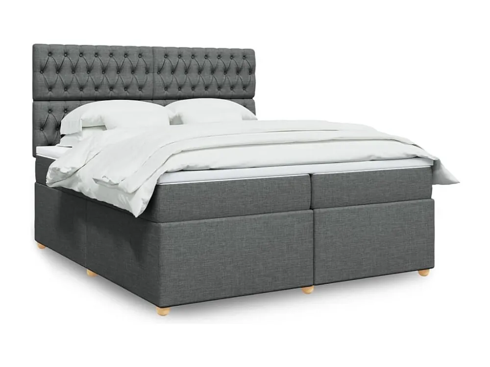 Mesa de Cabeceira Cama com molas/colchão 200x200 cm tecido cinzento-escuro