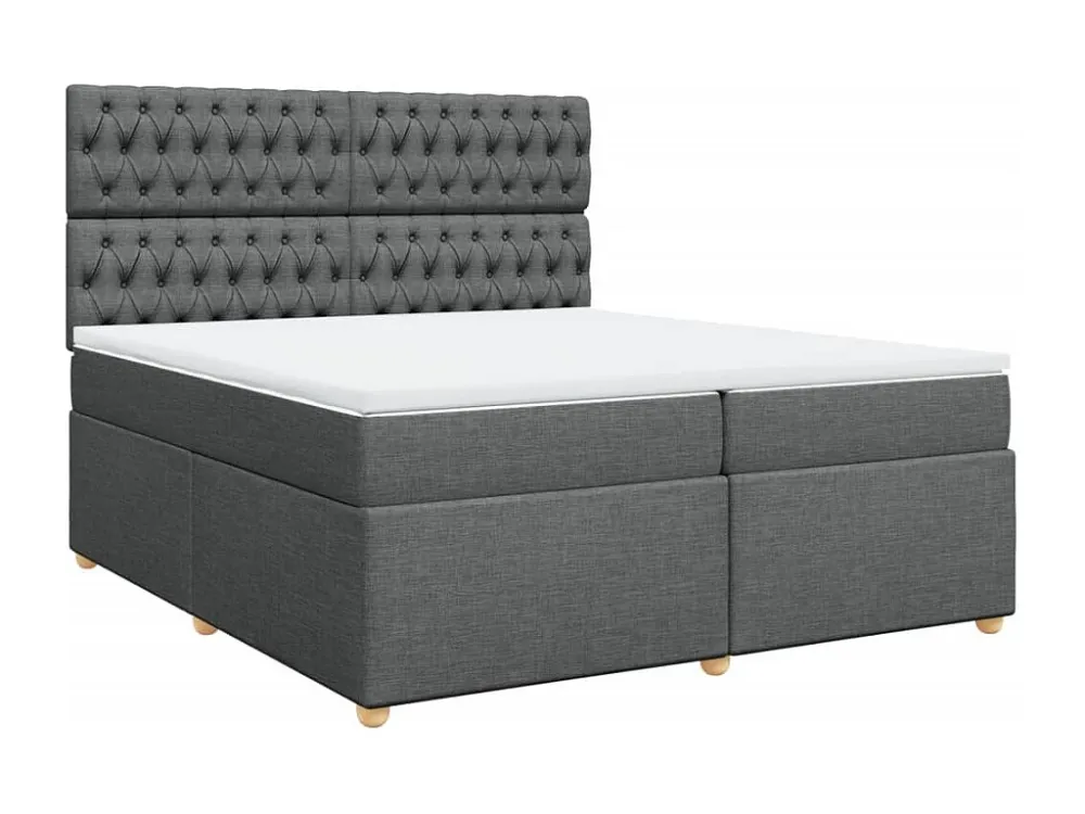 Mesa de Cabeceira Cama com molas/colchão 200x200 cm tecido cinzento-escuro
