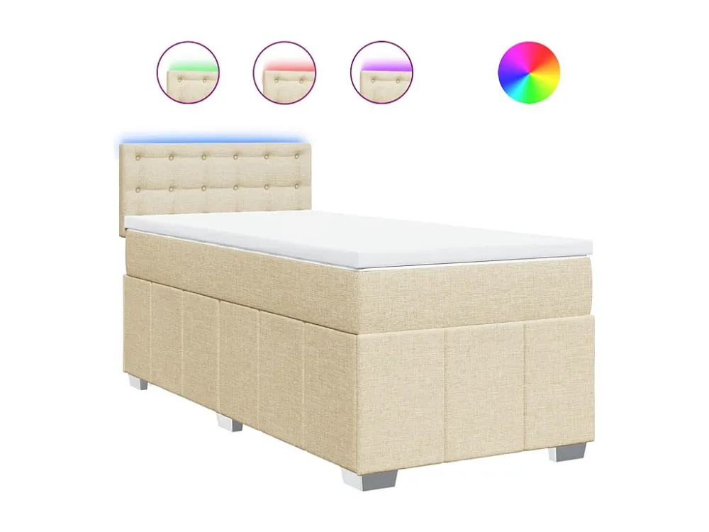 Mesa de Cabeceira Cama com molas/colchão 80x200 cm tecido cor crème