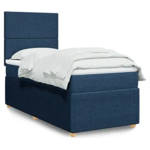 Mesa de Cabeceira Cama com molas/colchão 90x200 cm tecido azul