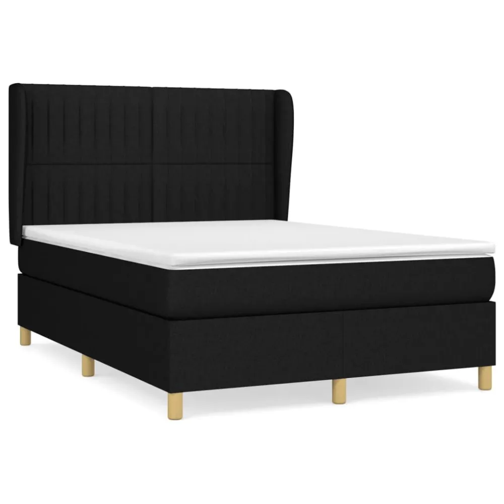 Mesa de Cabeceira Cama com molasemcolchão 140x190 cm tecido preto