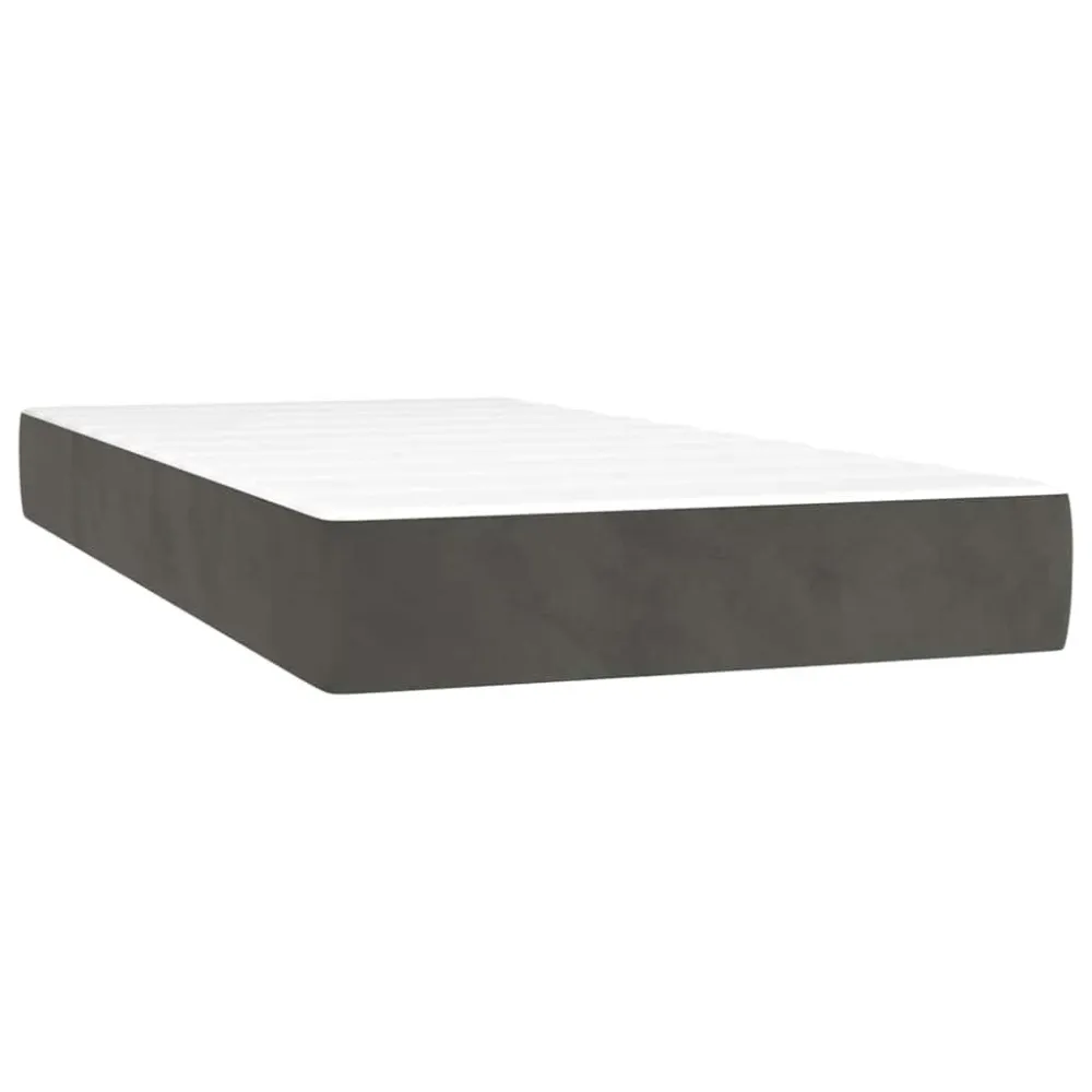 Mesa de Cabeceira Colchão de molas ensacadas 100x220x20 cm veludo cinza-escuro