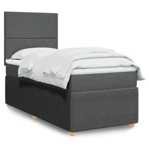 Premium Cama com molas/colchão 100x200 cm tecido cinza-escuro