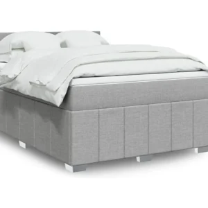 Premium Cama com molas/colchão 140x190 cm tecido cinzento-claro
