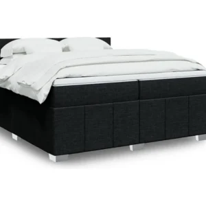 Premium Cama com molas/colchão 200x200 cm tecido preto