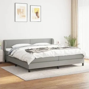 Premium Cama com molas/colchão 200x200 cm tecido cinza-claro