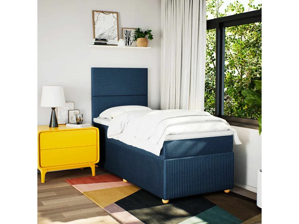 Premium Cama com molas/colchão 90x200 cm tecido azul