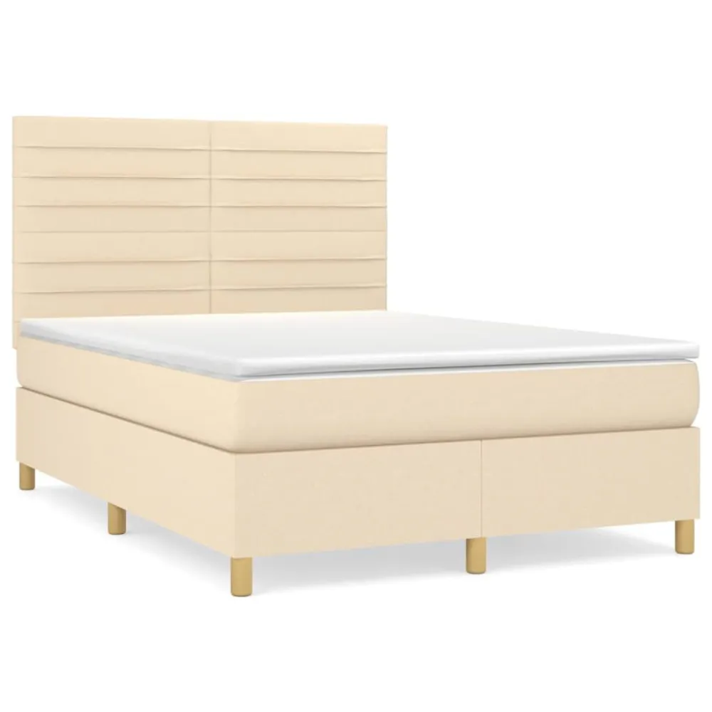 Premium Cama com molasemcolchão 140x190 cm tecido cor creme