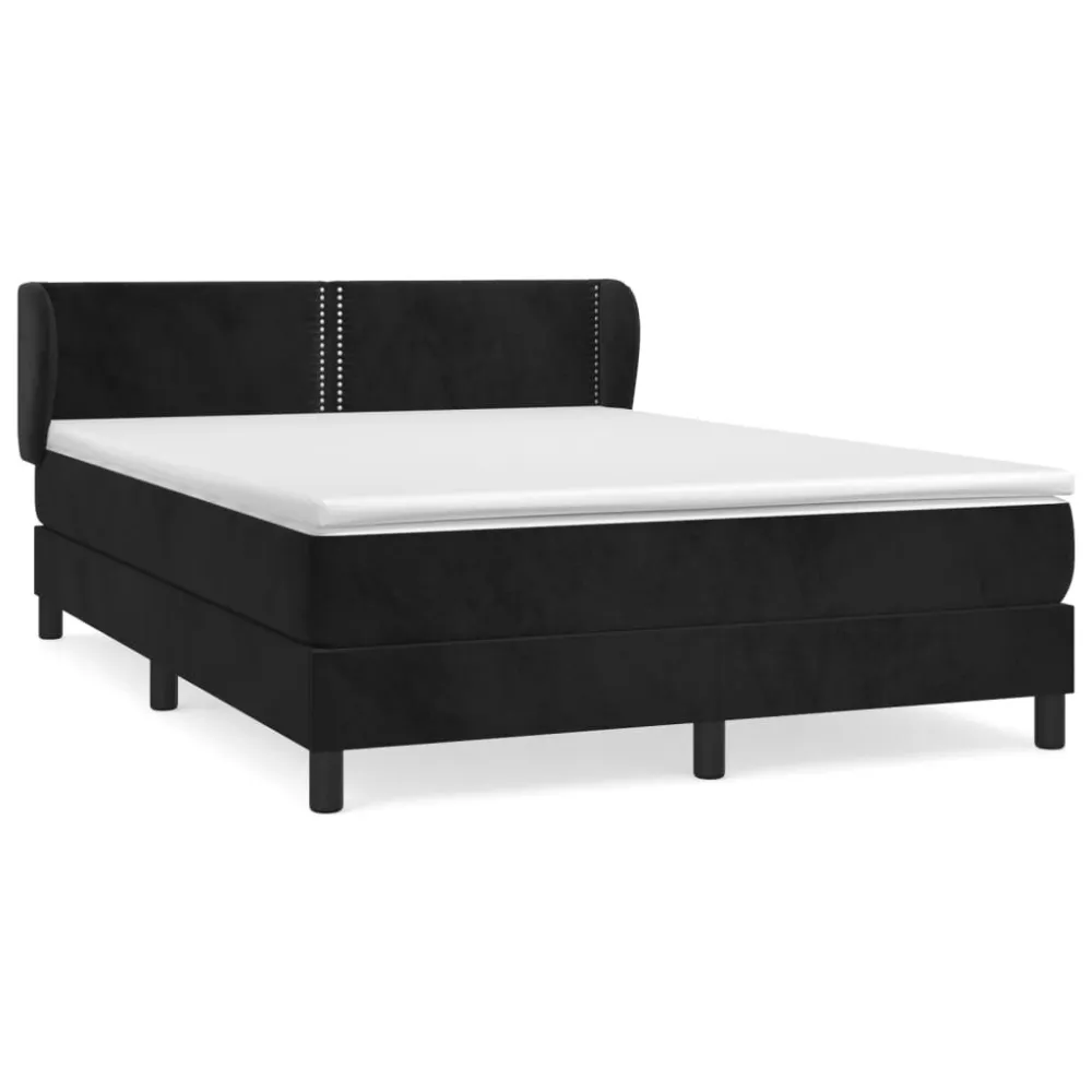 Premium Cama com molasemcolchão 140x190 cm veludo preto