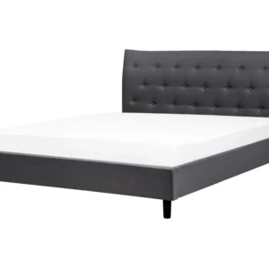 Cama de casal em tecido cinzento fosco 180 x 200 cm SAVERNE