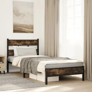 Cama sem colchão com cabeceira 107x203 cm carvalho sonoma