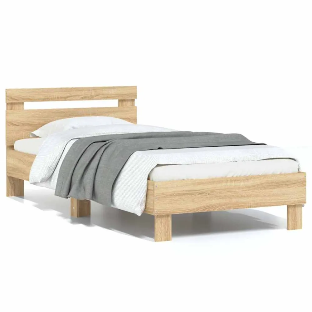 Cama sem colchão com cabeceira 75x190 cm carvalho sonoma