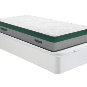 Conjunto artigos cama 90x190 cm sommier arrumação HESTIA branco + colchão molas ensacadas