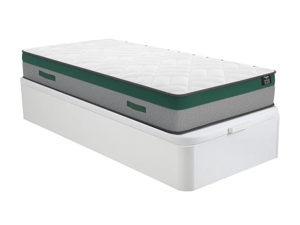 Conjunto artigos cama 90x190 cm sommier arrumação HESTIA branco + colchão molas ensacadas