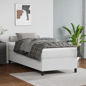 Estrutura de cama com molas 90x190 cm couro artificial branco