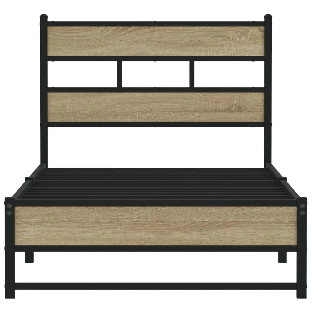 Estrutura de cama sem colchão 100x190 cm metálico carvalho sonoma